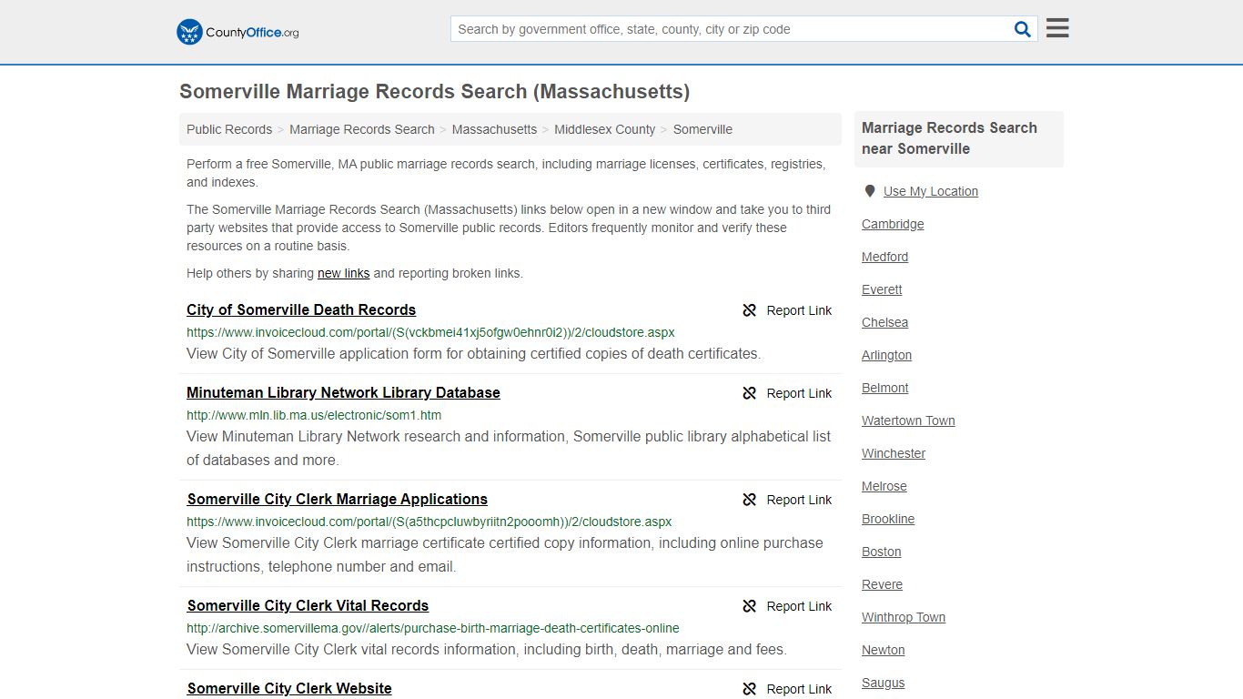 Somerville Marriage Records Search (Massachusetts) - County Office