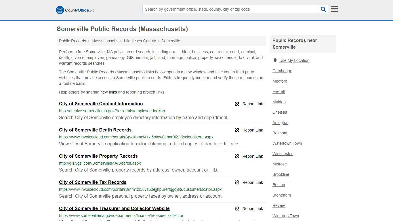 Public Records - Somerville, MA (Business, Criminal, GIS, Property ...