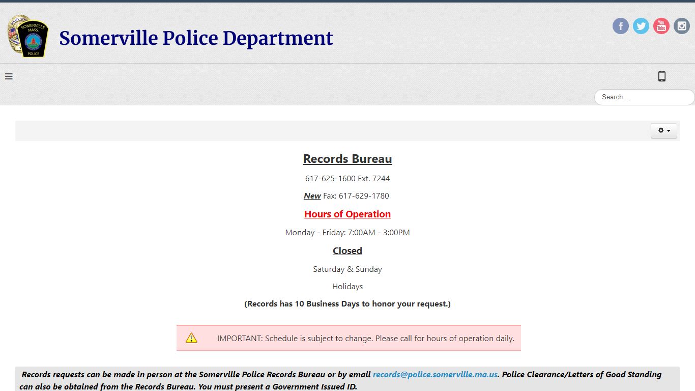 City of Somerville Massachusetts Police Department - Records Requests